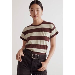 🎉BTS Madewell Whisper Crew Neck Tee, Women’s Size Med, Sunfaded Brown/Mint